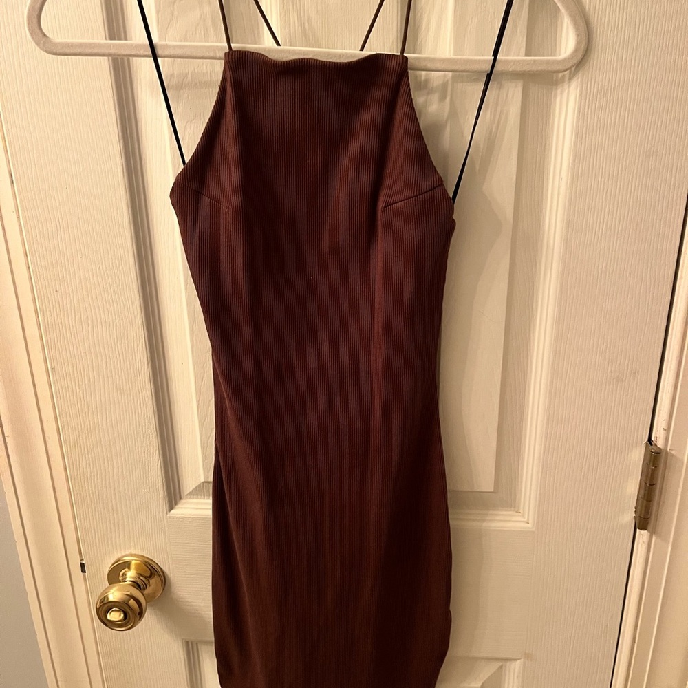 Brown Criss Cross strap Dress